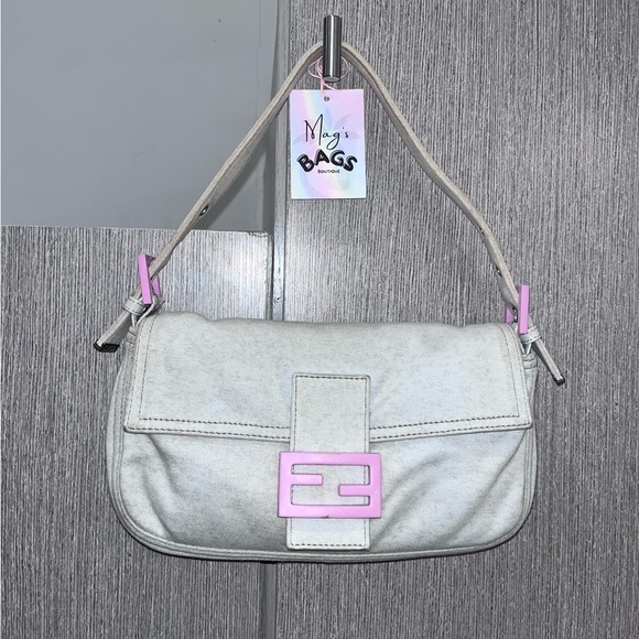 Fendi, Bags, Fendi Baguette Logo Buckle Baby Pink Bag